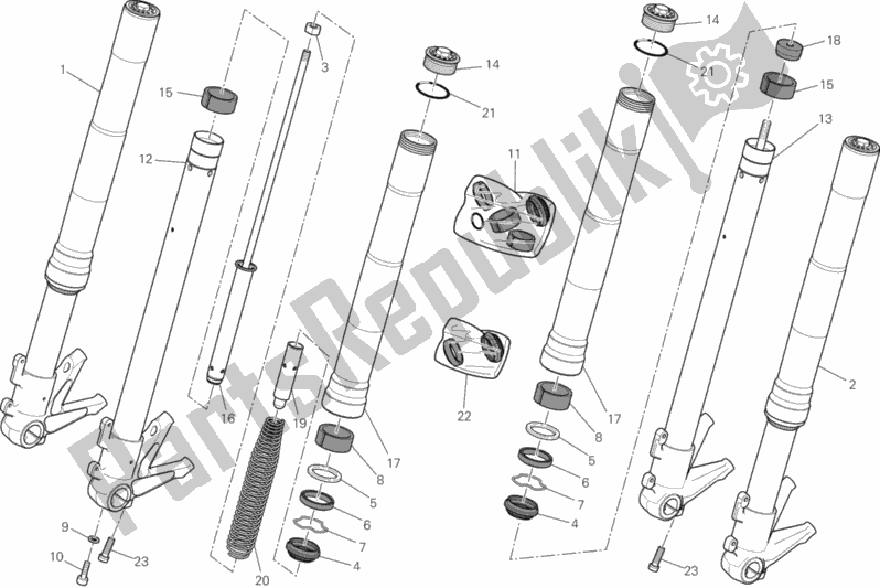 All parts for the Front Fork of the Ducati Monster 795 ABS 2014